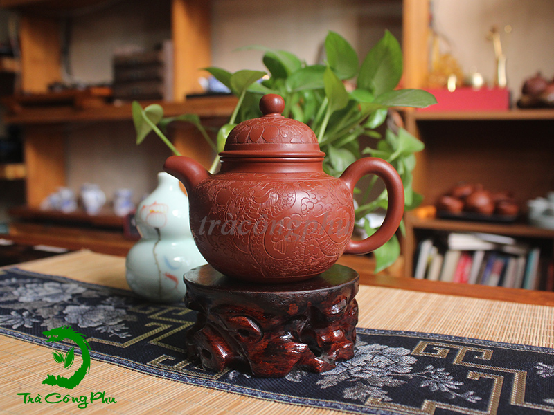 Ấm Tử Sa Chuyết Cầu (Xuyết Cầu) Long Phụng Sum Vầy - ATS1131